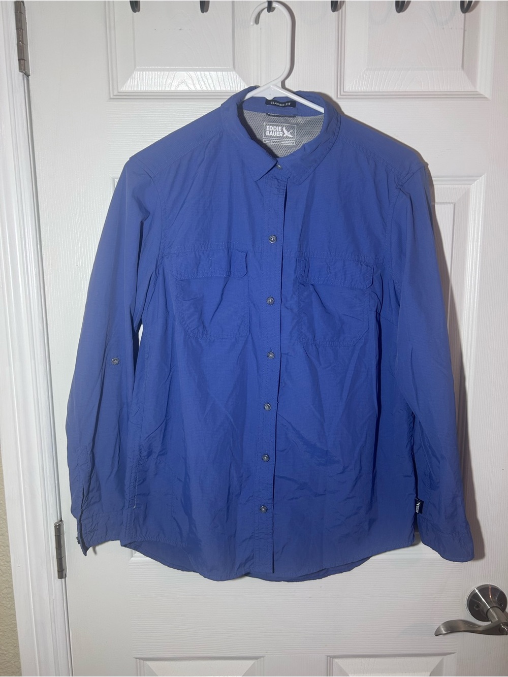 Eddie Bauer Women’s Blue Lightweight Ripstop Outdoor Performance Shirt Sz S